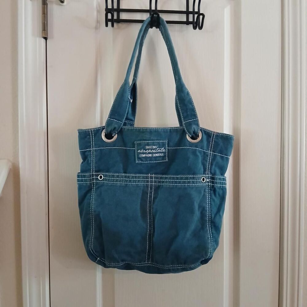 Vintage Y2K Aeropostale Distressed Heavyweight Canvas Utility Tote Bag Preppy